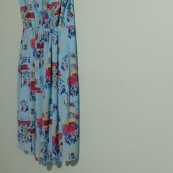 High Low hem Simple Sleeveless Turquoise dress with drinking lovers print sz 4? - Picture 7 of 7